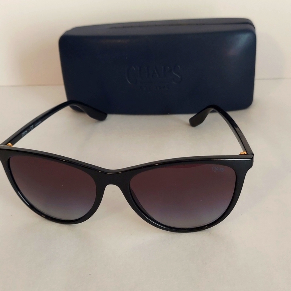NEW CHAPS by Ralph Lauren, Black 57mm Sunglasses WITH CASE and cloth